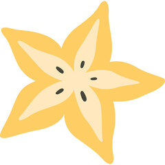 Yellow Star Fruit Slice With Five Petals And Dark Seeds On A Transparent Background Isolated Healthy Food Ingredient For Summer Refreshment Or Culinary Use