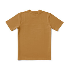 Apparel Mockup of High-Quality Blank Caramel T-Shirt Front View Template on White Transparent Background 