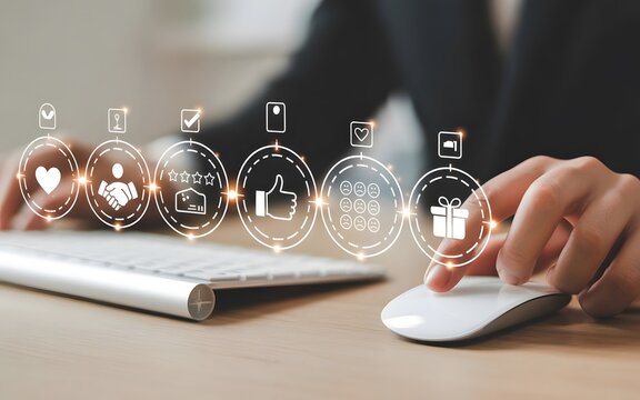 Customer journey mapping and experience visualization with digital icons