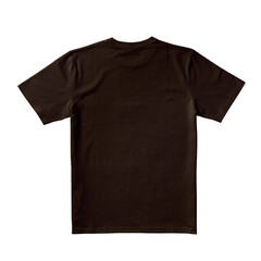Apparel Mockup of High-Quality Blank Dark Brown T-Shirt Back View Template on White Transparent Background 