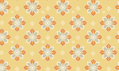 Warm Floral Mandala Pattern — Seamless Elegant Decorative Vector in Orange and Beige