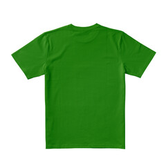 Apparel Mockup of High-Quality Blank Green T-Shirt Back View Template on White Transparent Background 