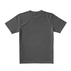 Apparel Mockup of High-Quality Blank Charcoal Grey T-Shirt Back View Template on White Transparent Background 