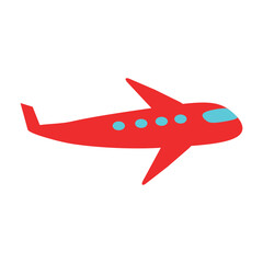 vector illustration of a red plane. Red airplane drawing.