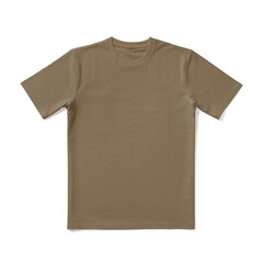 Apparel Mockup of High-Quality Blank Mocha Brown T-Shirt Front View Template on White Transparent Background 