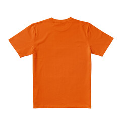 Apparel Mockup of High-Quality Blank Orange T-Shirt Back View Template on White Transparent Background 