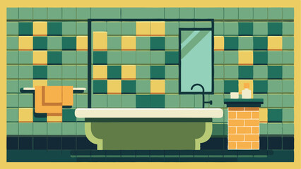 A bathroom with a combination of subway and mosaic tiles creating a modern twist on a classic rustic look.