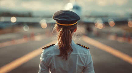 Female Pilot's Precision Preflight: Thorough Walk-Around Inspection for Commercial Flight Safety