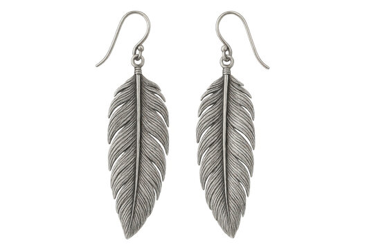 Silver feather earrings showcasing bohemian style, featuring intricate metal work, a trendy fashion accessory for women