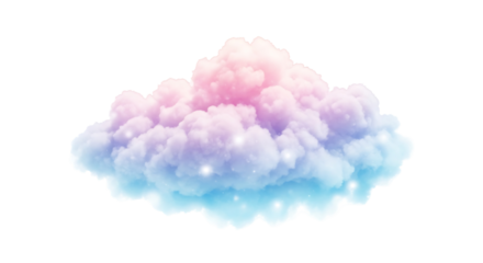 Dreamy pastel cloud with gentle sparkles and soft blue and pink hues, evoking a whimsical and magical atmosphere
