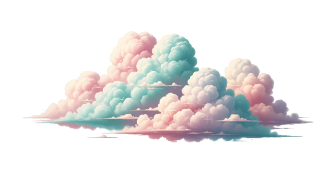 Whimsical Pastel Clouds A Dreamy Sky Illustration for Digital Art & Design Projects