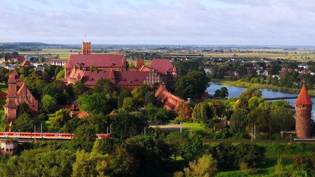 Castle of the Teutonic Order in Malbork by the Nogat river, Poland.