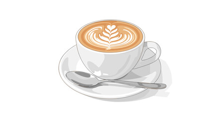 Delicious Steaming Hot Latte Coffee With Foam Art Isolated On White Background Ready For Morning Drink