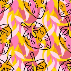 Summer fruits seamless strawberries pattern for wrapping paper and fabrics and kids clothes print and fashion textiles