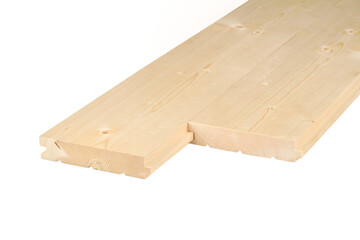 Natural wooden planks with smooth surface and interlocking edges for construction and design projects