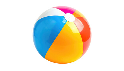 Fototapeta premium A vibrant beach ball with colorful panels against a stark black background, creating a high-contrast image