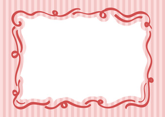 Retro Frame, Cutesy Frame, Cute Border, Curvy Border, Striped Wallpaper, Retro Wallpaper, Social Media Background, Greeting Card, Post Card Template