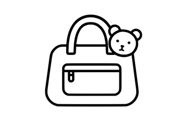 Obraz premium Charming pet carrier icon with adorable teddy bear, ideal for vet visits and travel, simple and modern line art design