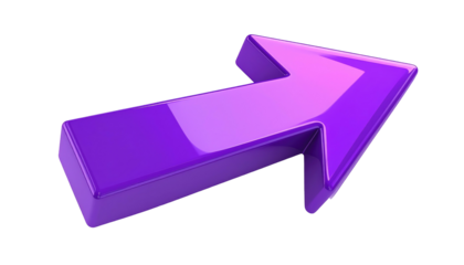 Glossy, purple arrow pointing right, isolated against a black background, suggesting direction or navigation