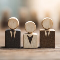 Wooden Figurines Depicting Staff Management in an Office Setting