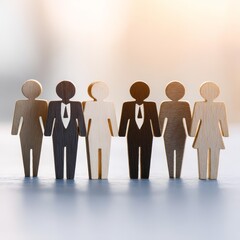 Diverse Team of Business Figures on Table, Professional Environment, Conceptual Viewpoint