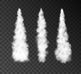 Smoke space rocket launch flame fire isolated trail. Rocket smoke launch Jet space engine effect vector background.