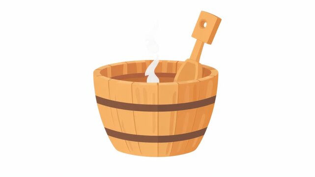 Stylized graphic of a pot filled with steam, featuring a handle on the side.