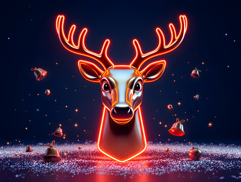 "Holiday Dash" 3D Reindeer Neon Poster