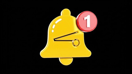 A yellow notification bell with one alert on a red circle against a black background image shown - Powered by Adobe