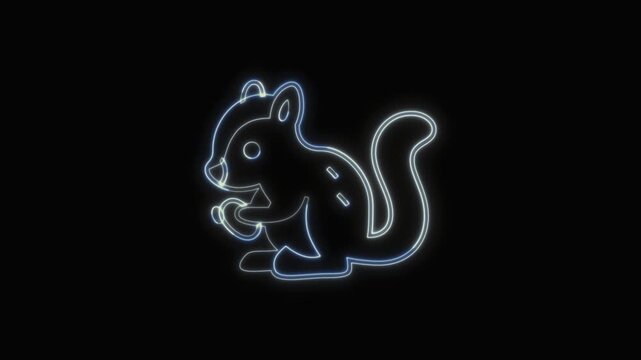 Chipmunk Icon Neon Seamless Loop 4K with Black Background Animated Promotional Typography for Video Editing