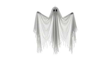 Spooky ghost costume isolated on white background