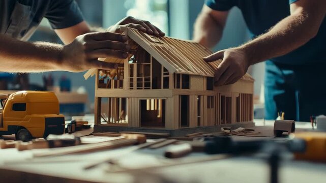 Constructing Dreams: A Wooden House Model Takes Shape