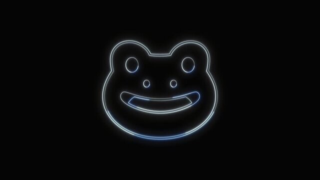 Frog Icon Neon Seamless Loop 4K with Black Background Animated Promotional Typography for Video Editing