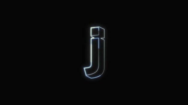 Alphabet j Neon Text Seamless Loop 4K with Black Background Animated Promotional Typography for Video Editing