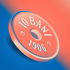 Vintage Romania - The 10 Bani Coin From 1906  - Retro Colours Poster