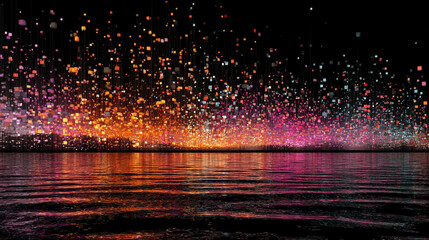 AI algorithm visualized as floating glowing lights above server racks symbolizing data processing digital intelligence cloud computing and futuristic technology in abstract visualization