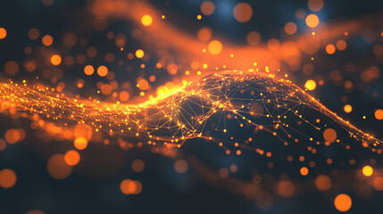 AI neural network visualized floating mid-air with glowing nodes and connecting lines symbolizing artificial intelligence data flow digital connectivity and futuristic technology
