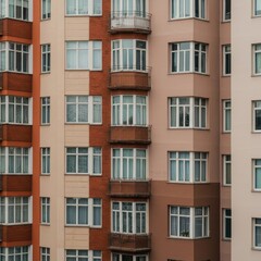 Obraz premium Classic urban residential architecture featuring uniform facades and shared walls creating a repetitive, dense street view, real estate, architecture, community
