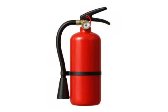 Red fire extinguisher providing emergency safety and reliable protection against hazards and accidental fire dangers