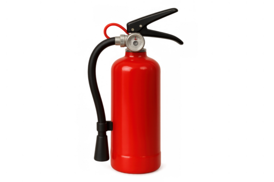 Red fire extinguisher providing fire safety and protection, ensuring emergency preparedness and preventing hazards on transparent background - Powered by Adobe