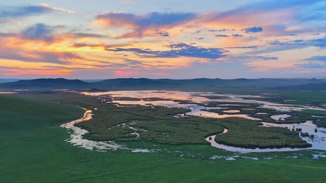 Aerial photography of the Morge River in August