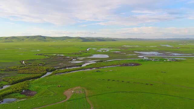 Aerial photography of the Morge River in August