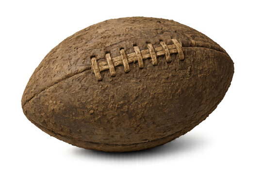 Vintage american football displaying worn brown leather texture, lacing, and traditional design for historical sports concepts - Powered by Adobe