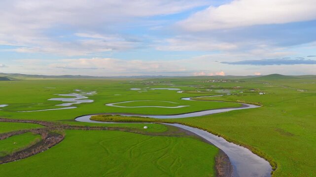 Aerial photography of the Morge River in August