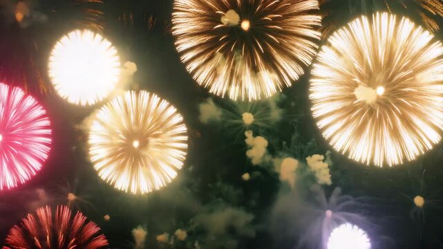 A spectacular fireworks display illuminating the darkness with vibrant colors and patterns.