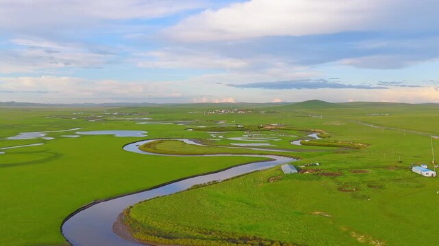 Aerial photography of the Morge River in August