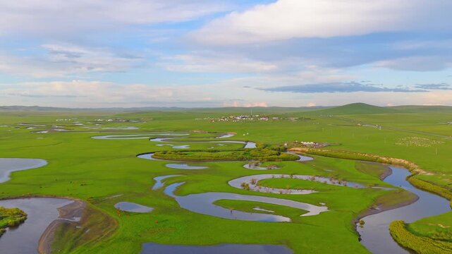 Aerial photography of the Morge River in August