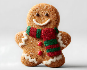 Traditional Christmas cookie - gingerbread man, isolated on transparent background, Generative AI