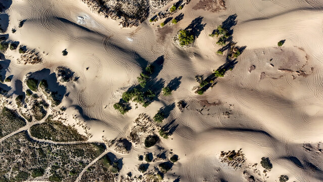 Aerial view of the Mescalero Sands North Dune Off Highway Vehicle Area, east of Roswell, New Mexico - Powered by Adobe