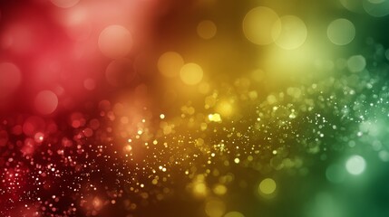 Festive Glitter Bokeh Background with Red, Gold, and Green Gradient Lights